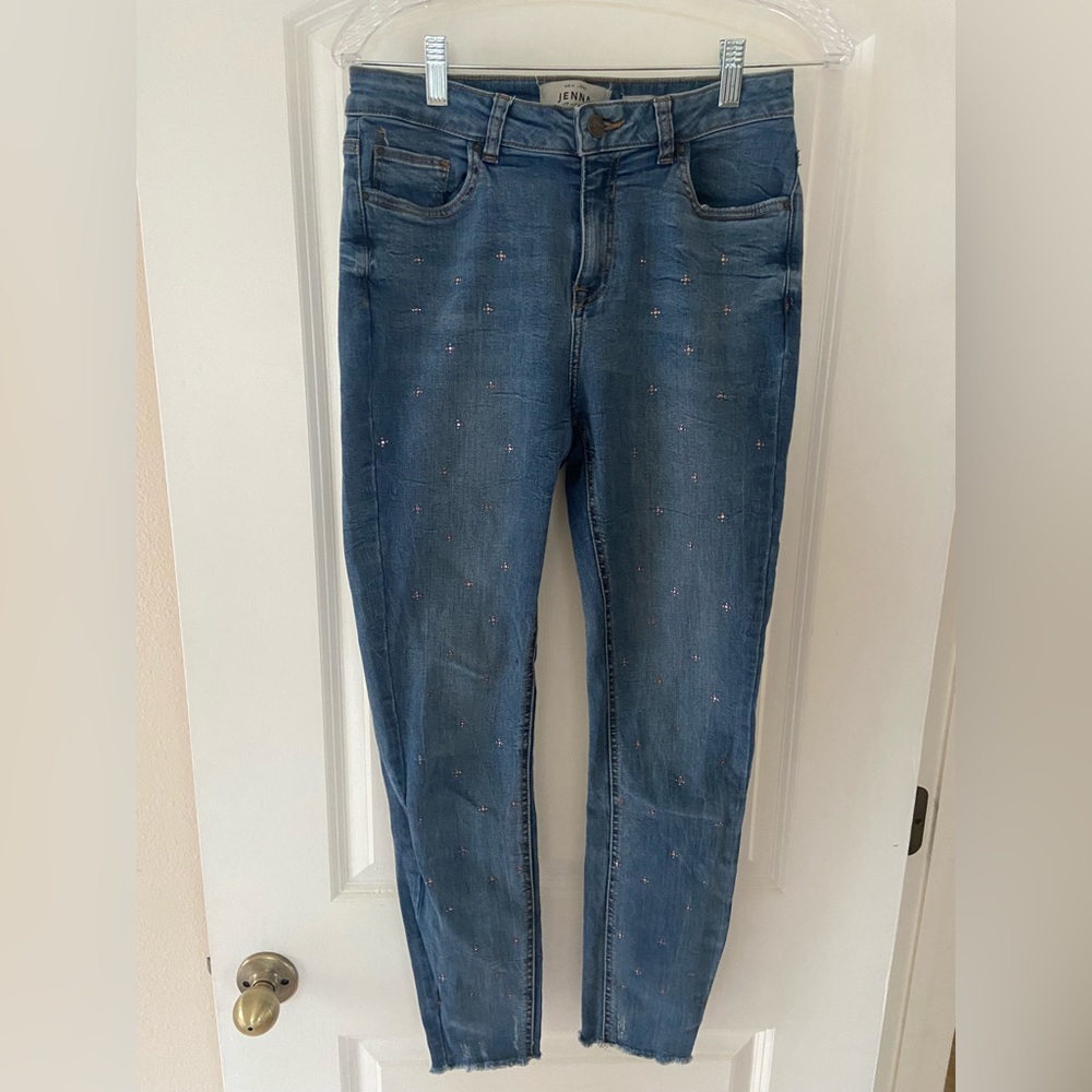 New look jeans with pink diamants - size 8